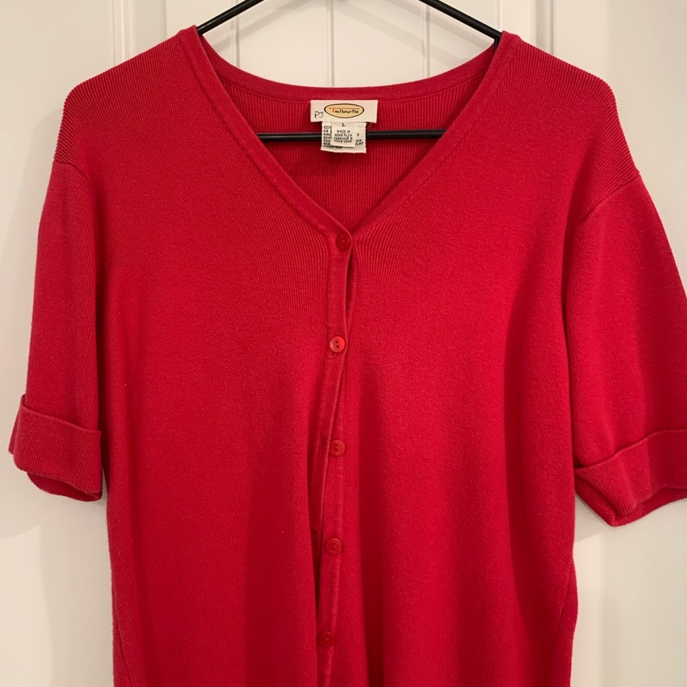 Talbots Red Button-Up Cardigan